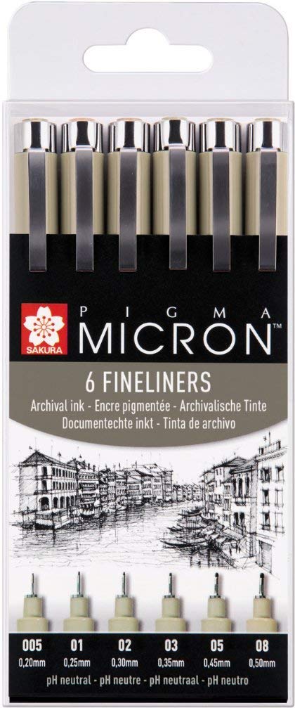Sakura Pigma Micron set 6 fineliners Black