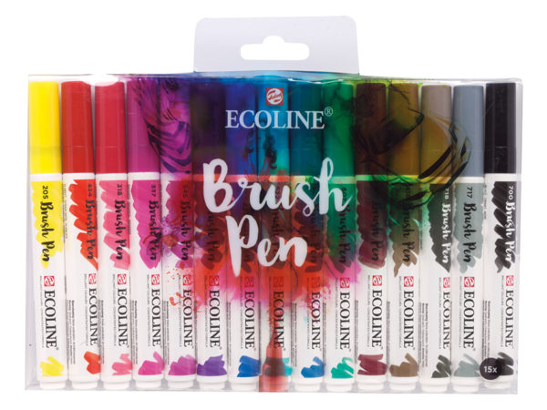 Talens Ecoline Brush Pen - Sett med 15 ass. farger