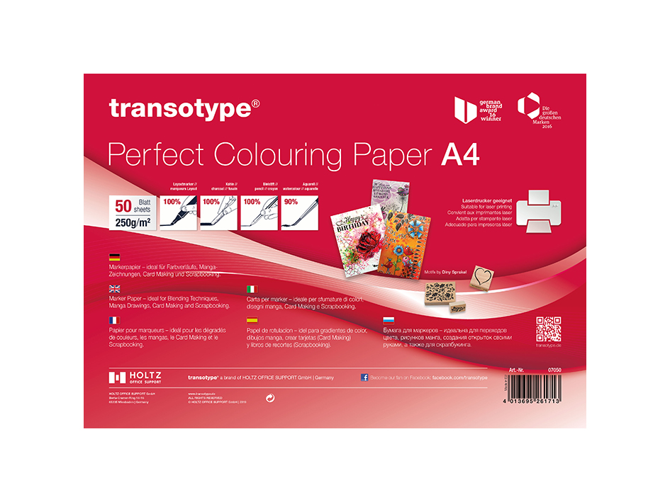 Transotype Perfect Coloring Paper A4 250gr. 50 ark