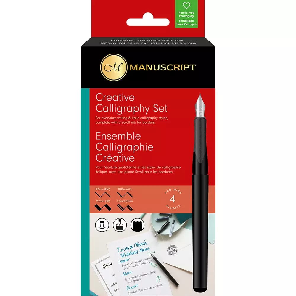 Manuscript Beginners Calligraphy Set 3 nibs Left handed