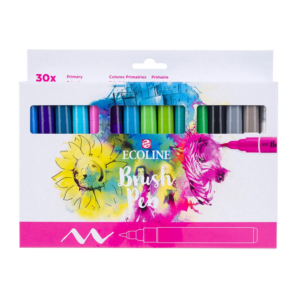 Talens Ecoline Brush Pen - Sett m/30 ass. farger