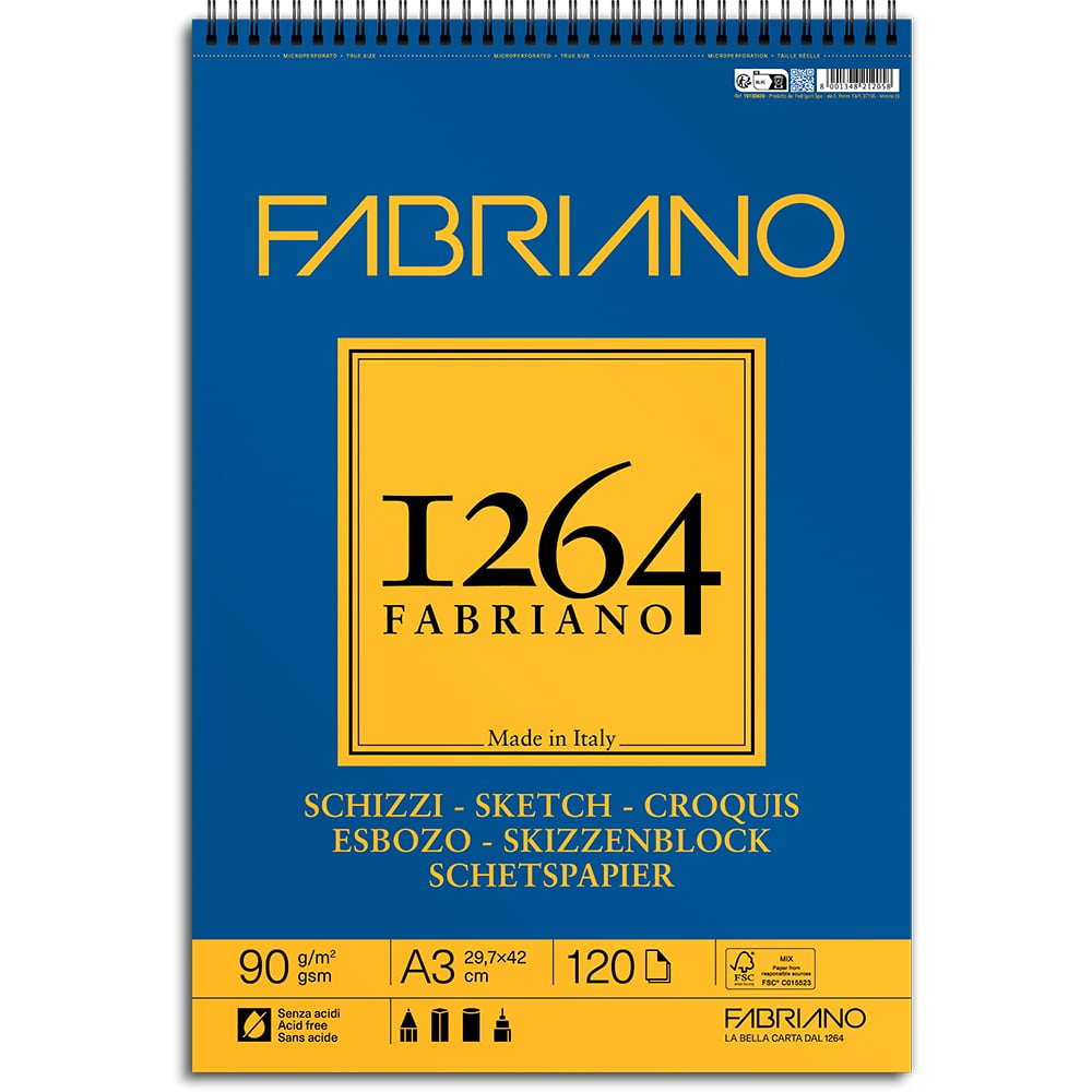 Fabriano 1264 Spiral Kortside Sketch 90g A3 120ark