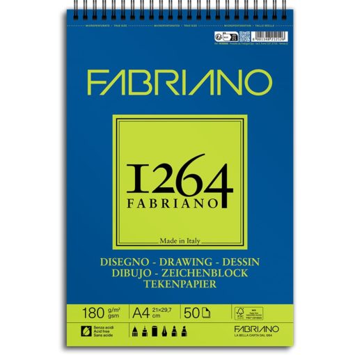 Fabriano 1264 Spiral Drawing 180g A4 50ark