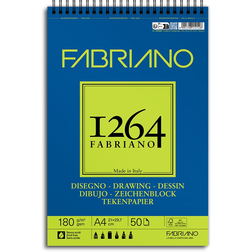 Fabriano 1264 Spiral Drawing 180g A4 50ark