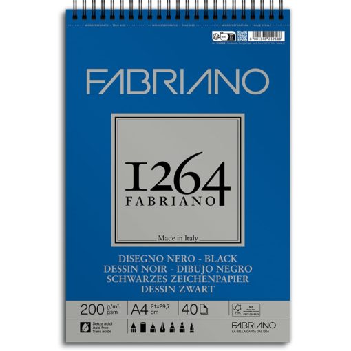 Fabriano 1264 Spiral Black 200g A4 40ark