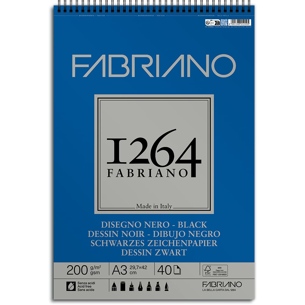 Fabriano 1264 Spiral Black 200g A3 40ark