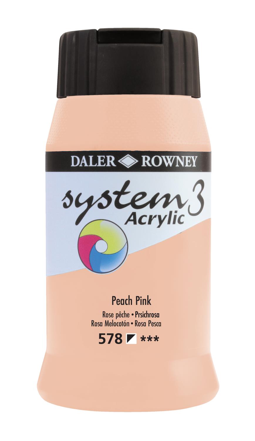 Daler Rowney System3 Acrylic 500ml 578 Peach Pink