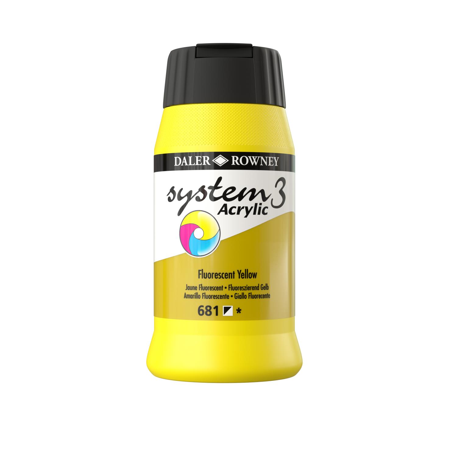 Daler Rowney System3 Acrylic 500ml 681 Fluorecent Yellow