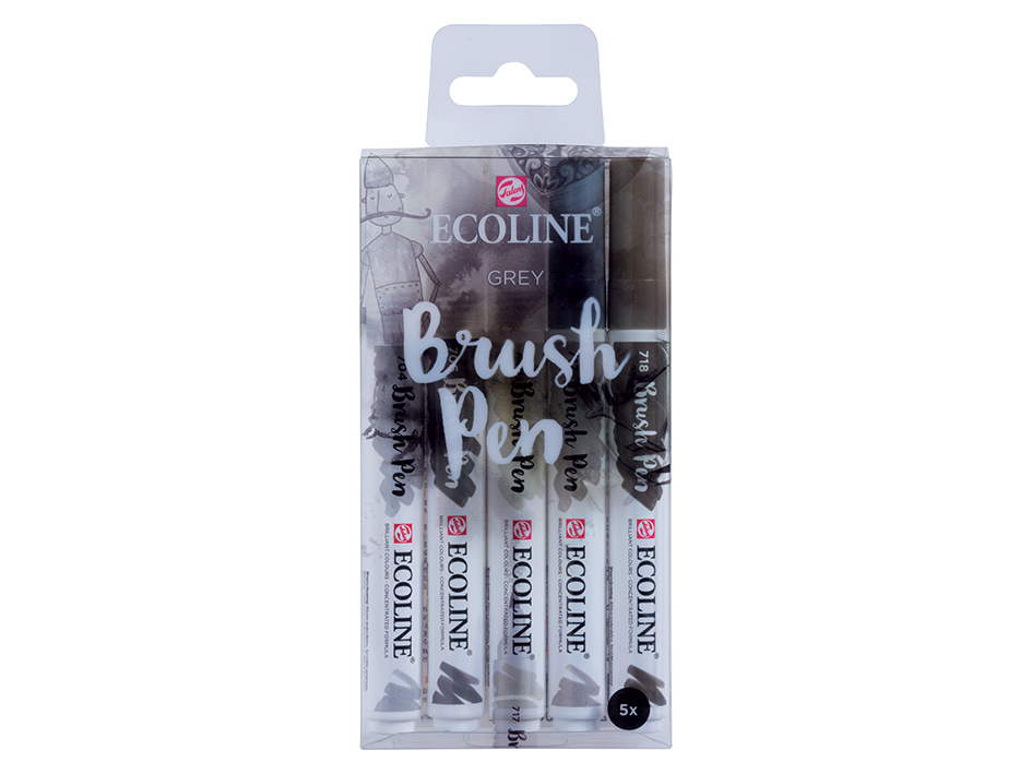 Talens Ecoline Brush Pen - Sett m/5 Grey
