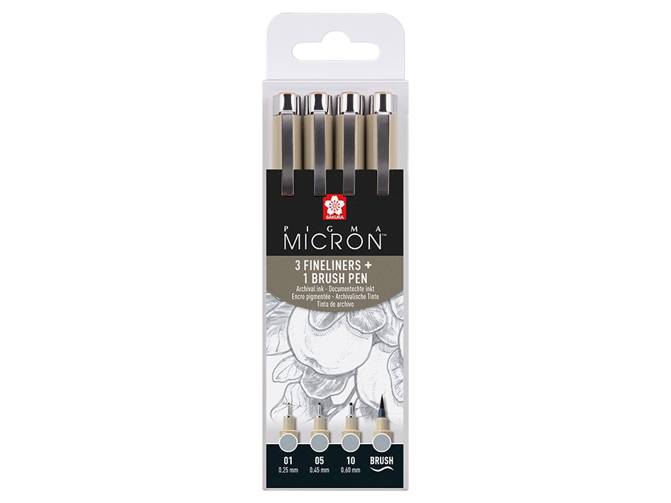 Sakura Pigma Micron set 3+Brush Light Cool Grey