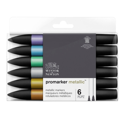 W&N Promarker Brush Set 6 Metallic