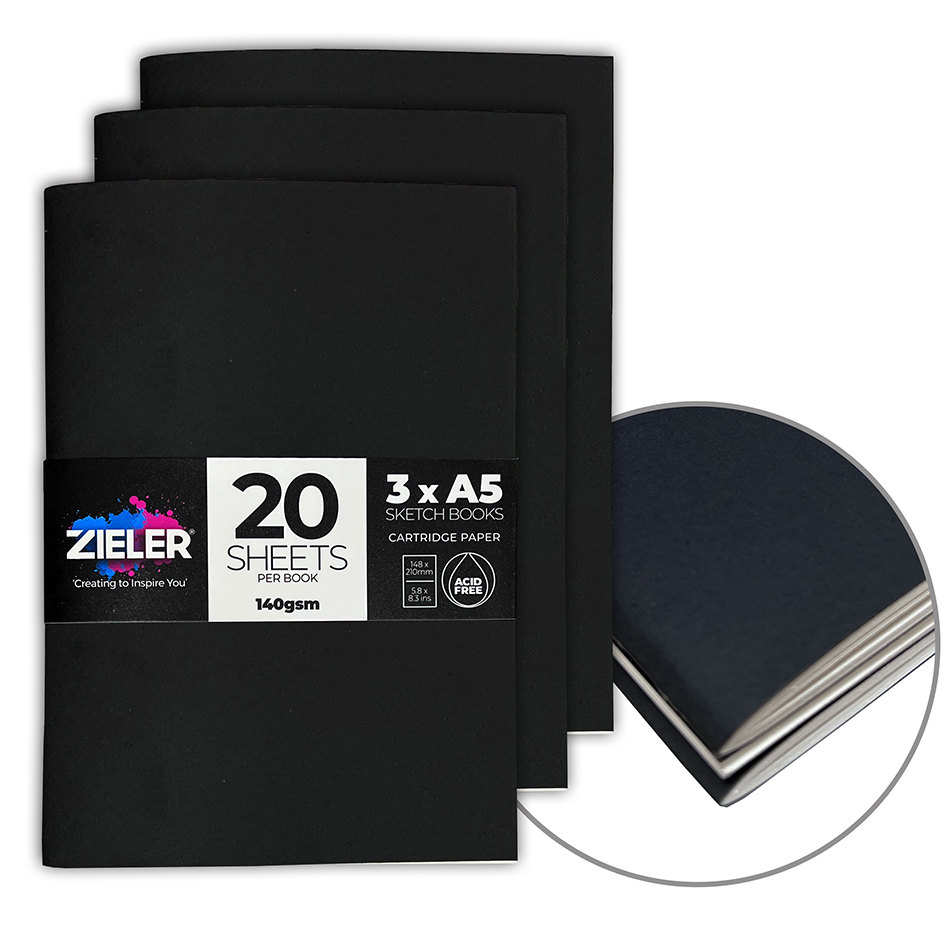 Zieler Soft-Cover Sketchbooks, A5. 3 pk..