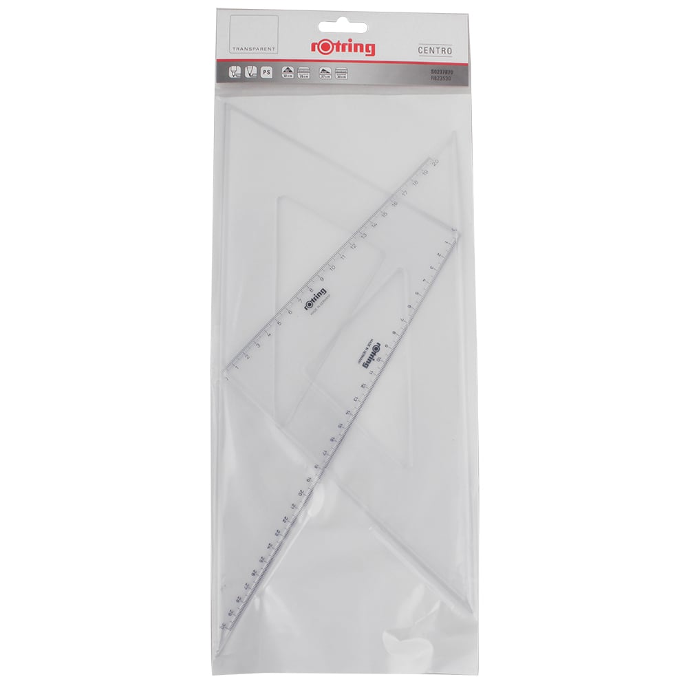 Rotring Vinkellinjal Sett – 30cm 60/30/90° – 20cm 45/45/90°