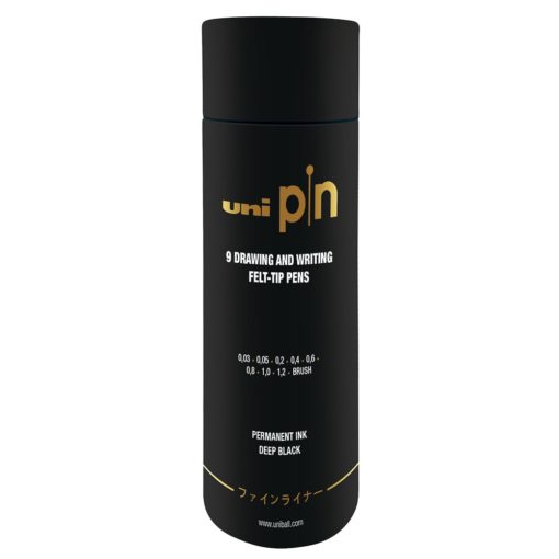 Uni-Pin Fineline – Tube med 9 x Sort – Deep Black