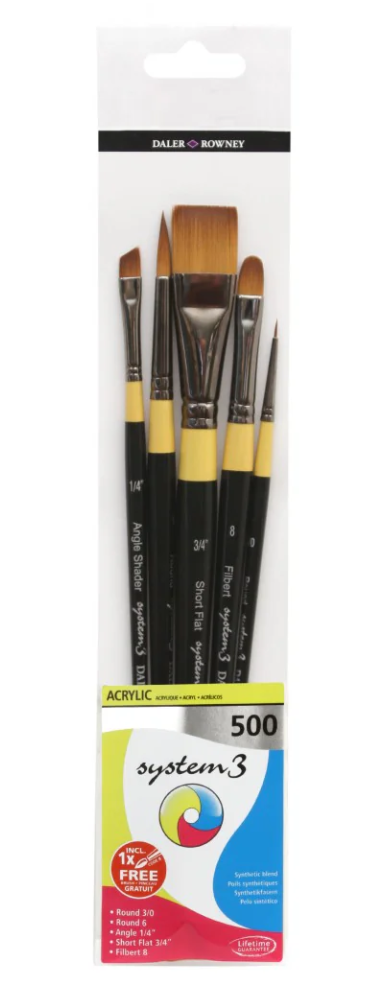 Daler Rowney System3 penselsett 500 5 pensler