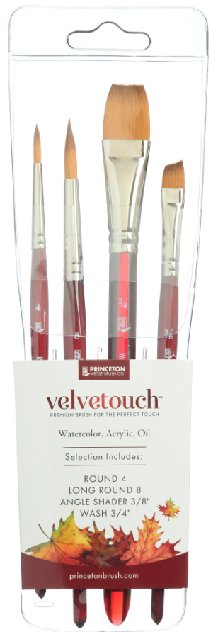 Princeton Velvetouch Synthetic Short Handle Professionnell Set 4 pcs