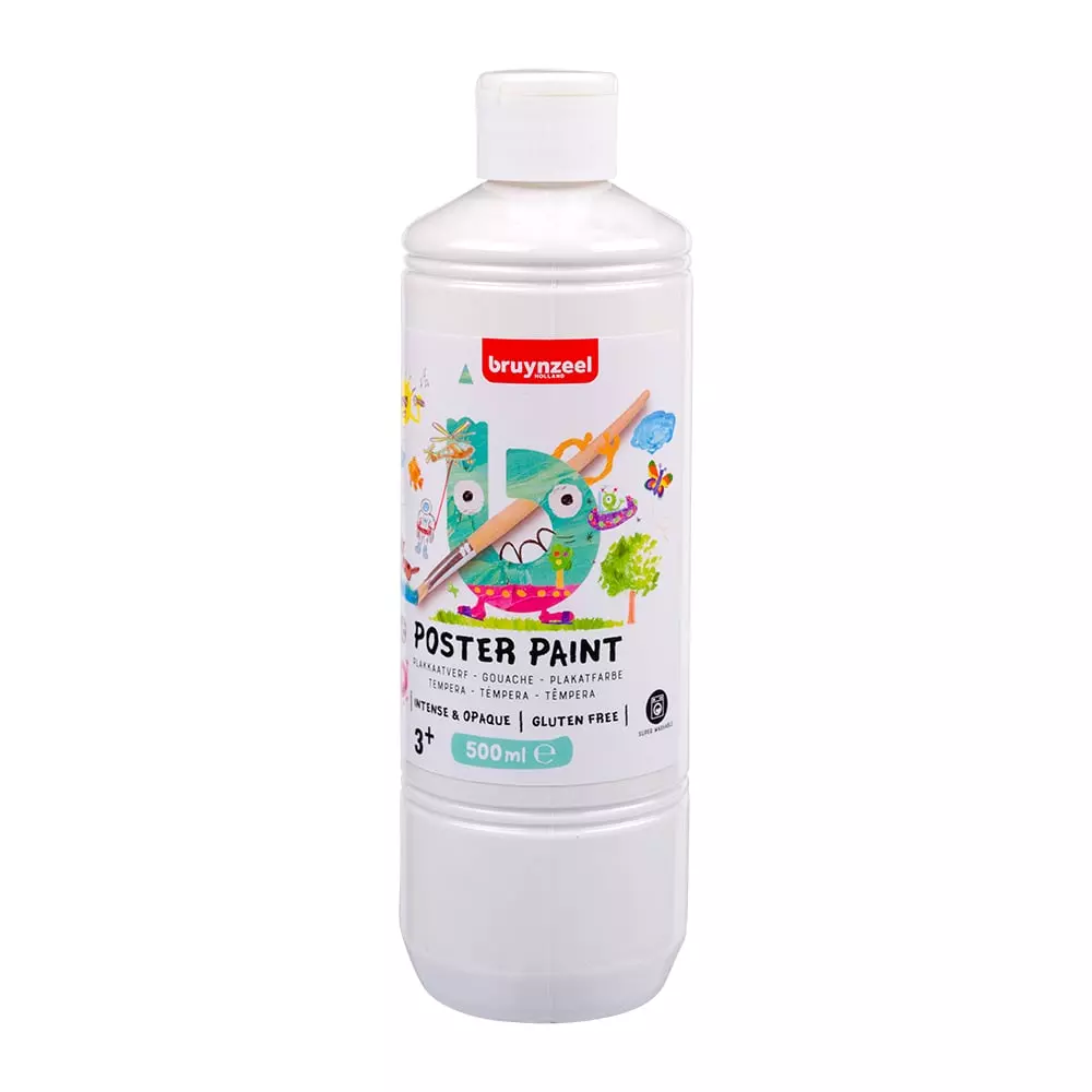 Bruynzeel Poster Paint Tempera Skolemaling 500ml- 100 Hvit
