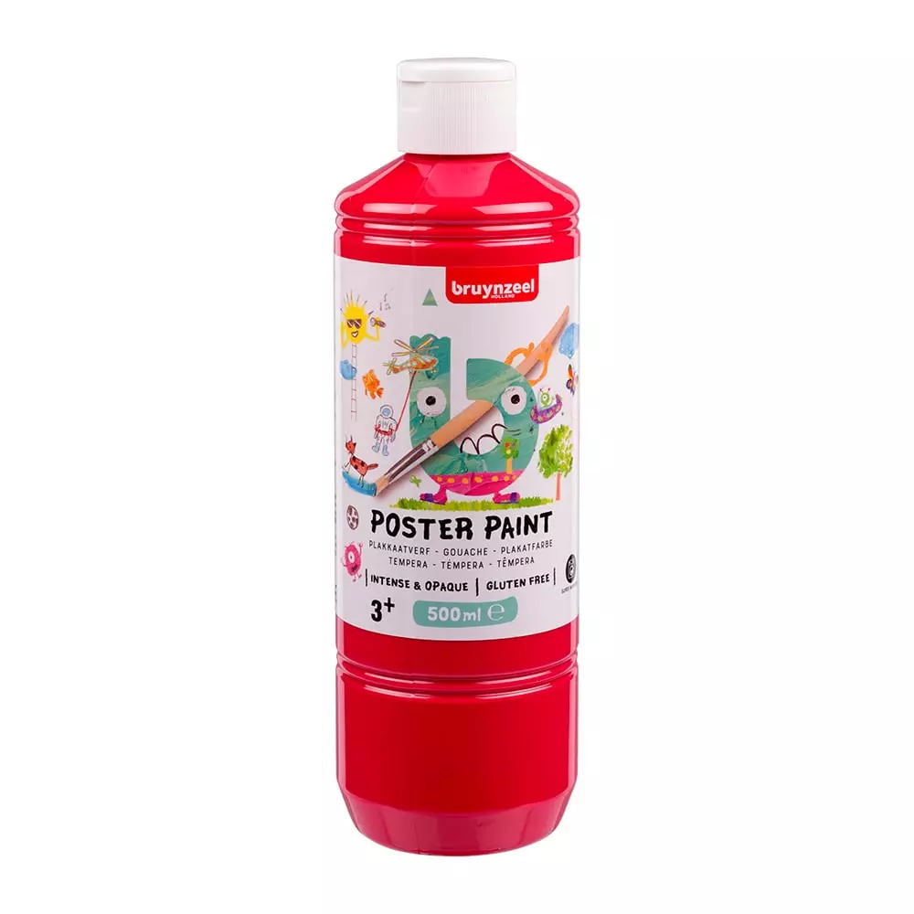 Bruynzeel Poster Paint Tempera Skolemaling 500ml- 332 Primærrød