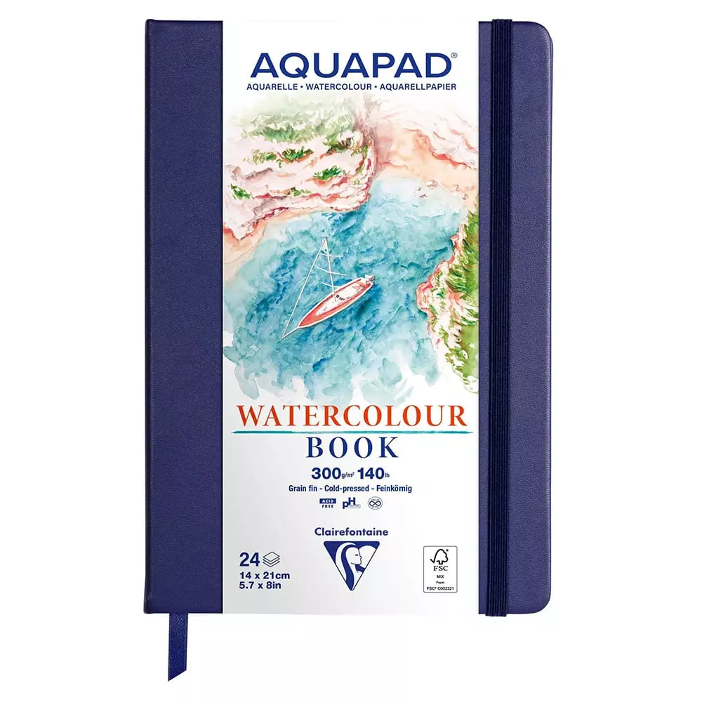Clairefontaine Aquapad 300gr. 14x21 Innbundet Medium Grain