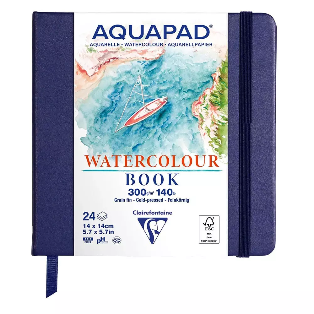 Clairefontaine Aquapad 300gr. 14x14 Innbundet Medium Grain