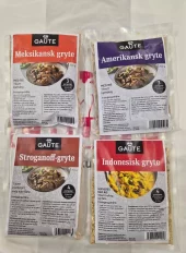 Gryteretter 4 stk. Meksikansk, Amerikansk, Stroganoff og Indonesisk gryte