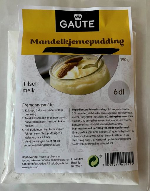 Mandelkjernepudding UTEN bringebærsaus 8 stk