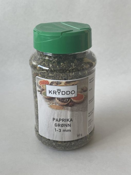 Paprika grønn 1-3 mm, 160 gram i boks