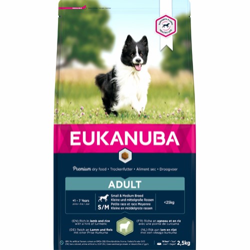 Eukanuba Adult S/M Lam og Ris 2,5 kg