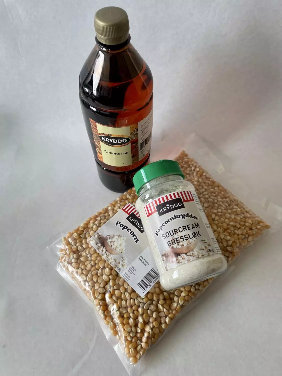 Popcorn med Sourcream/Gressløk-krydder og Popcornolje