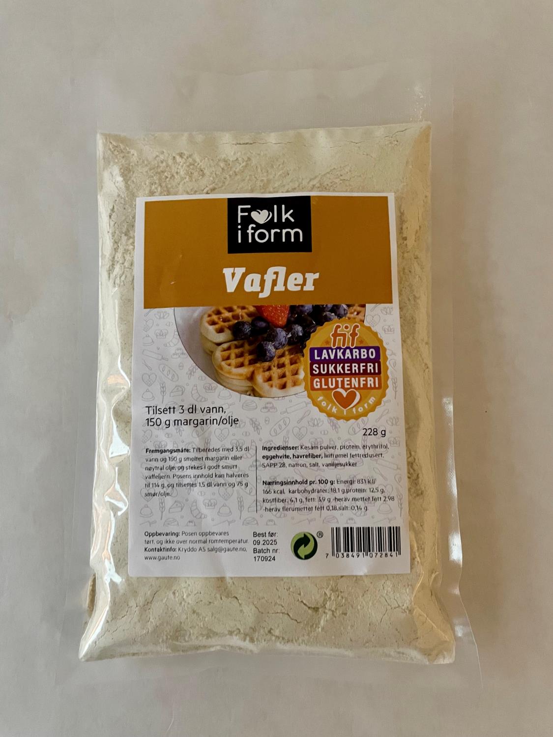 FIF Vafler Lavkarbo Sukker- og Glutenfri 228 g