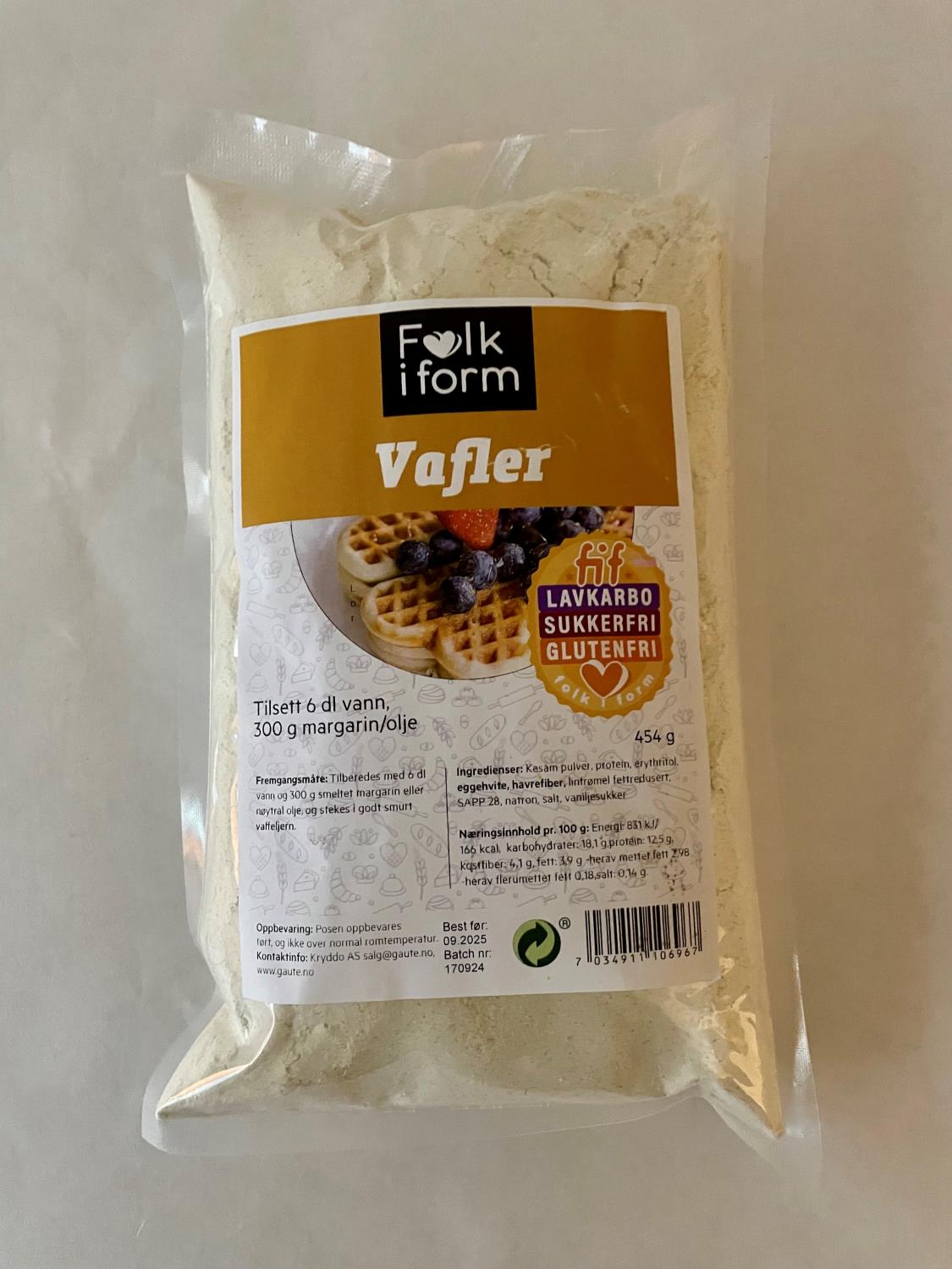 FIF Vafler Lavkarbo Sukker- og Glutenfri 454 g