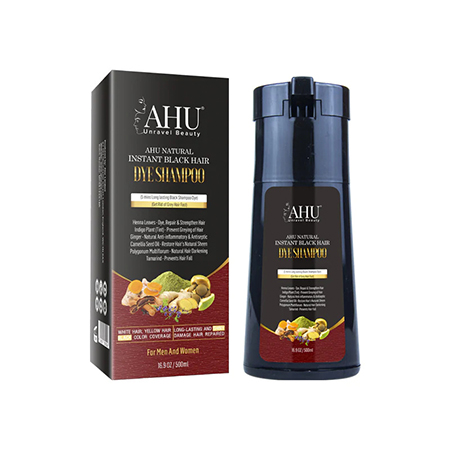 Ahu Natural instant Black hair dye shampoo