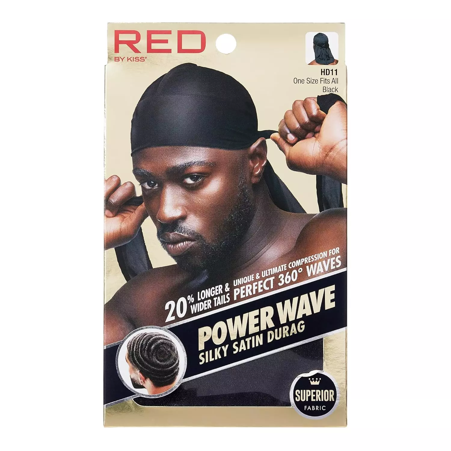 KISS Red Power Wave Silky Satin Durag Extra Long Tails