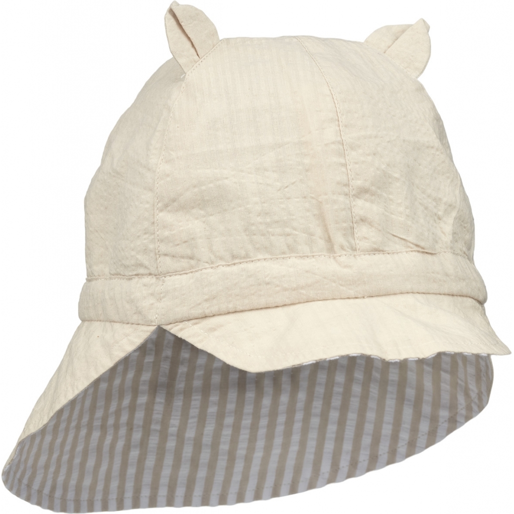 Liewood, Gorm reversible seersucker sun hat, Sandy/White
