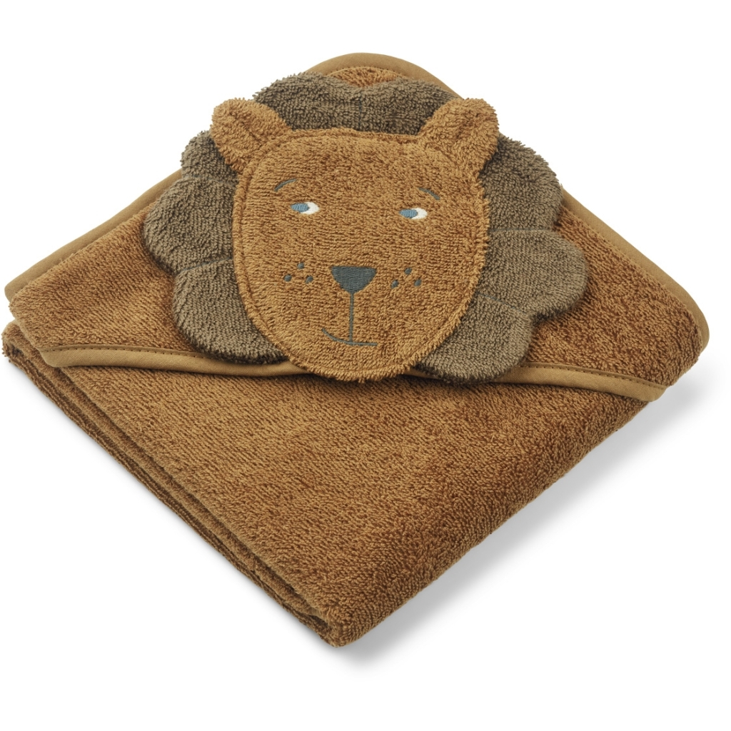 Liewood, Albert hooded towel, Lion/golden caramel mix