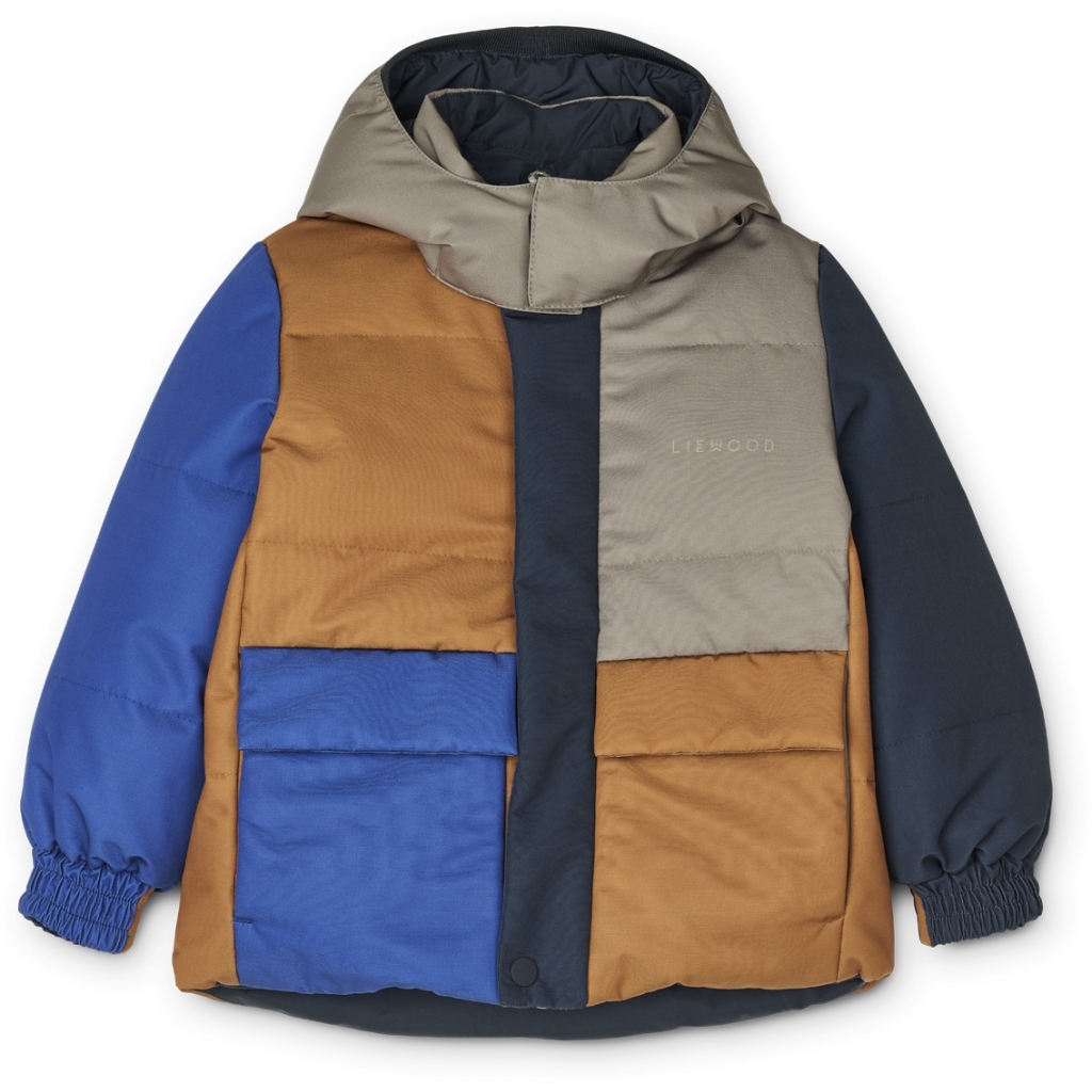 Liewood Paloma puffer jacket,  Colour block / Surf blue multi mix