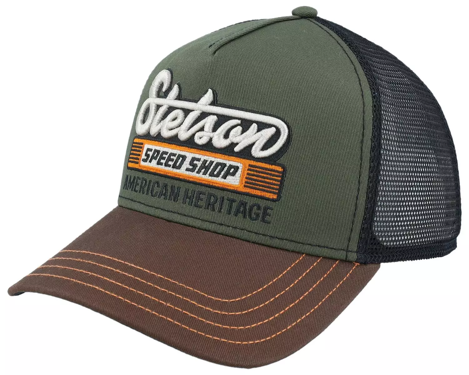 Stetson Speed Shop Chestnut/Olive A-Frame Trucker