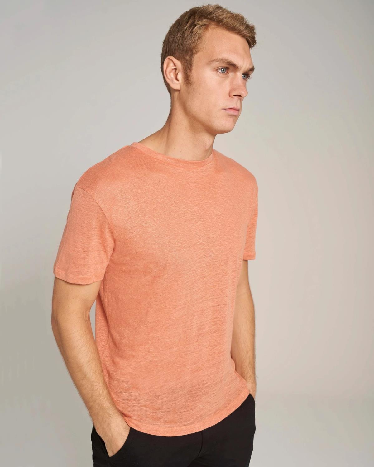 Bruun & Stengade Affogato Regular Fit Lin T-skjorte - Orange