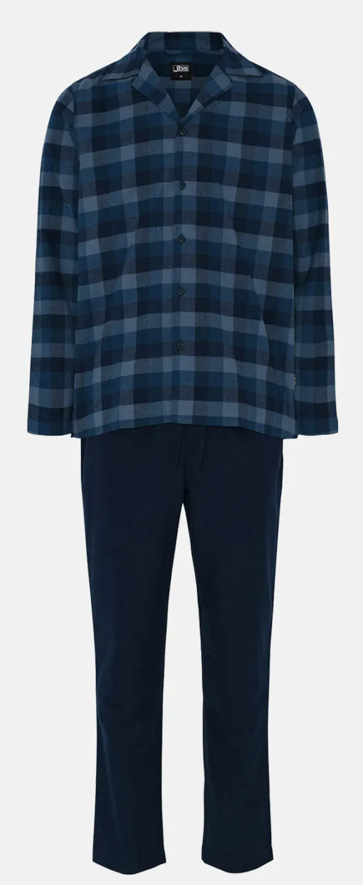 JBS Flannels Pyjamas i 100% Bomull - Blå