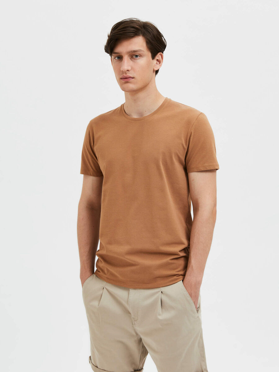 Selected SLHAEL O-Neck T-shirt - Toasted Coconut