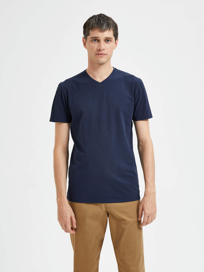 Selected SLHAEL SS V-Neck T-shirt - Navy Blazer