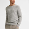 Selected SlhVince LS Knit Bubble Crew Neck - Marshmallow/Twisted