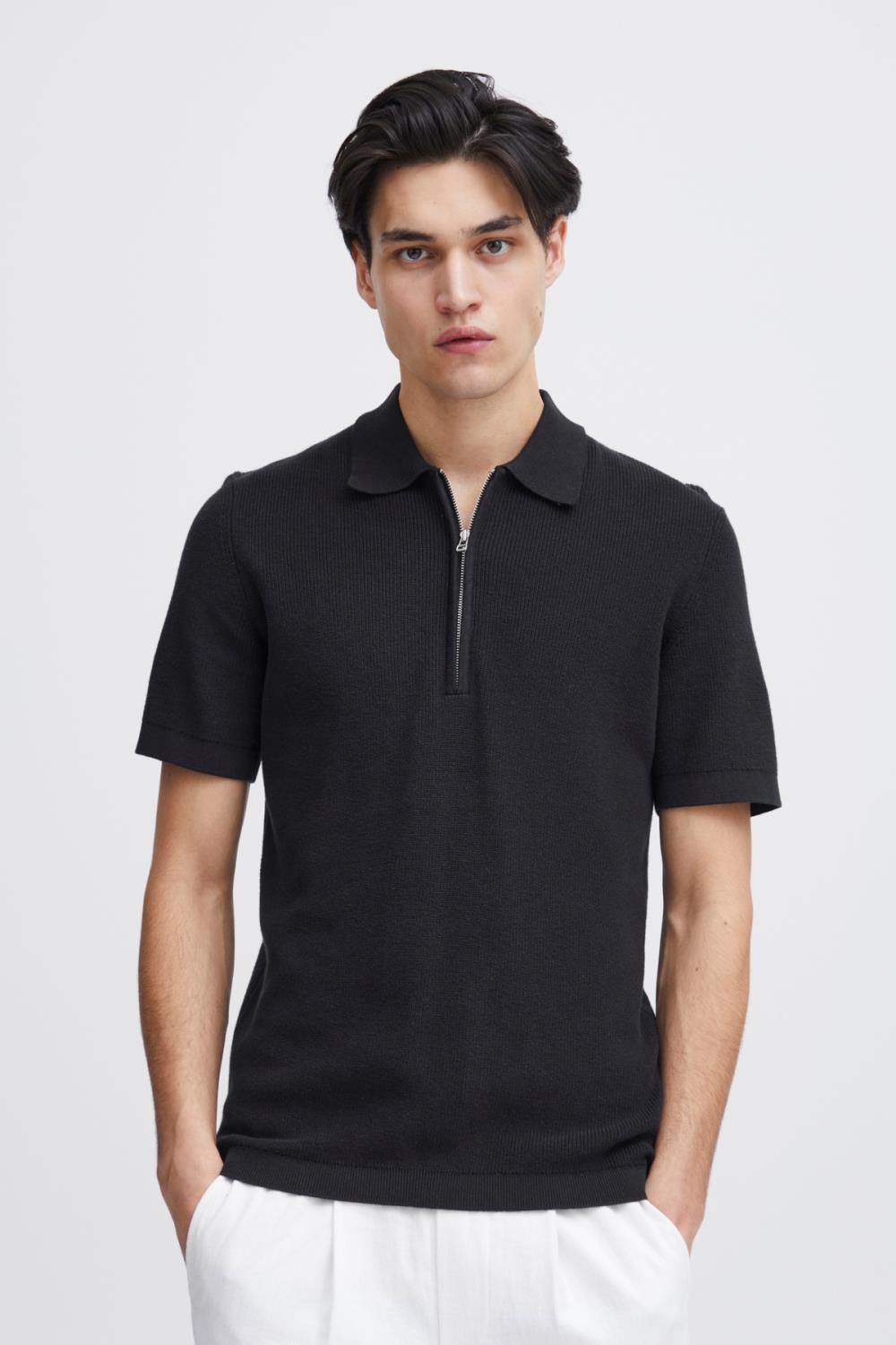 Casual Friday Karl Knit Polo T-shirt with Halfzip - Dark Navy