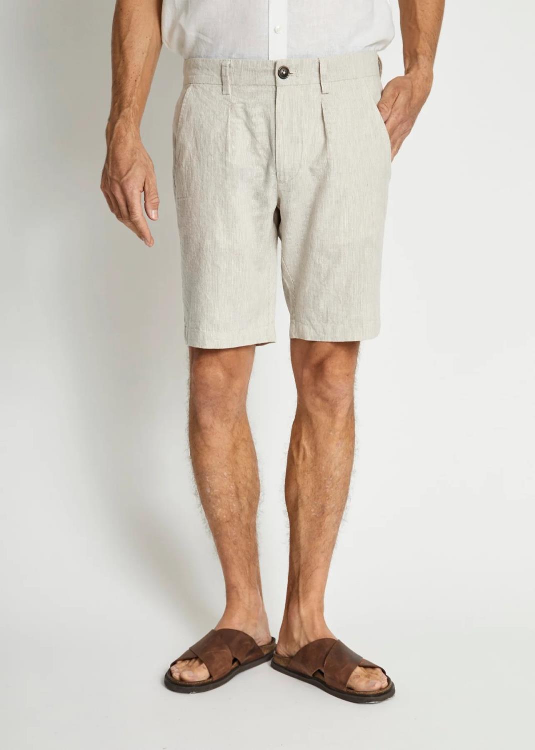 BRUUN & STENGADE BS Buris Regular Fit Shorts - Beige/White