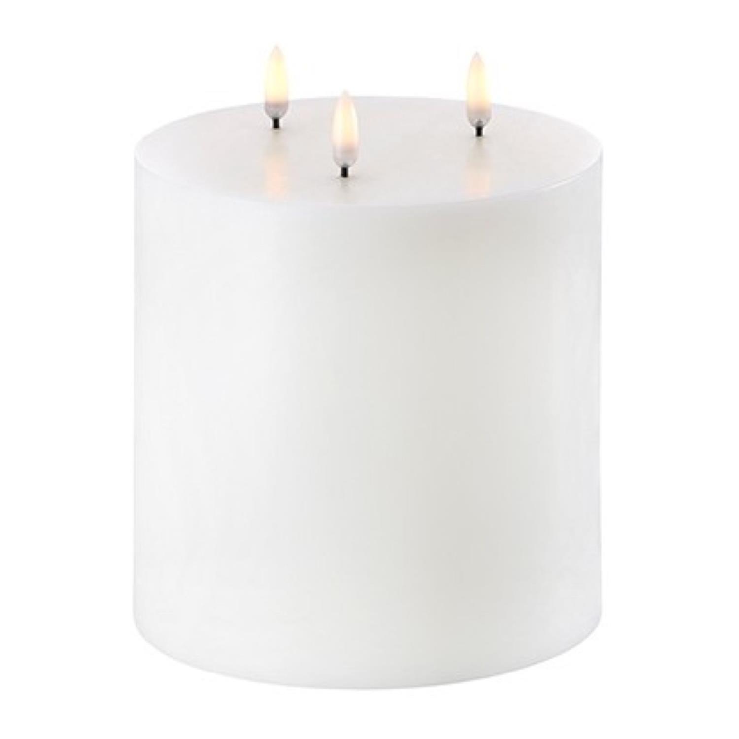 Triple Flame LED Pillar Candle | Nordic White | Ø15 x 15 cm