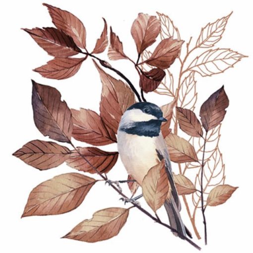 Kaffe Serviett Lovely Chickadee White