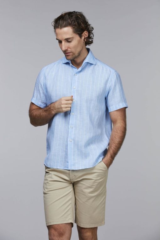 Hansen & Jacob Linen Stripe Short Sleeve Shirt