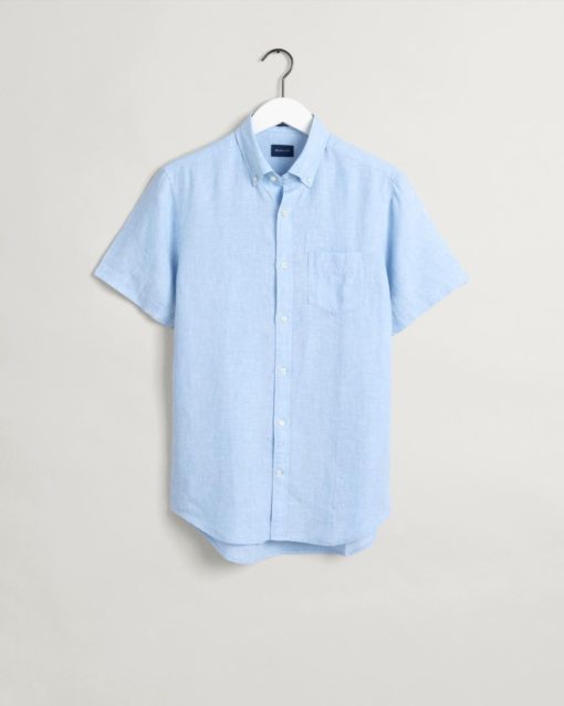 Gant Reg Linen SS Shirt Capri Blue