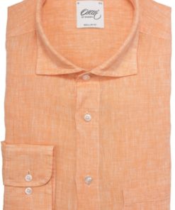 Oscar Of Sweden Linen Skjorte Soft Orange Plain
