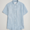 Les Deux Kris Linen SS Shirt Washed Denim Blue/ Ivory